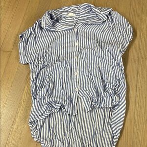 beachlunchlounge Blue and White Striped Button Down Shirt